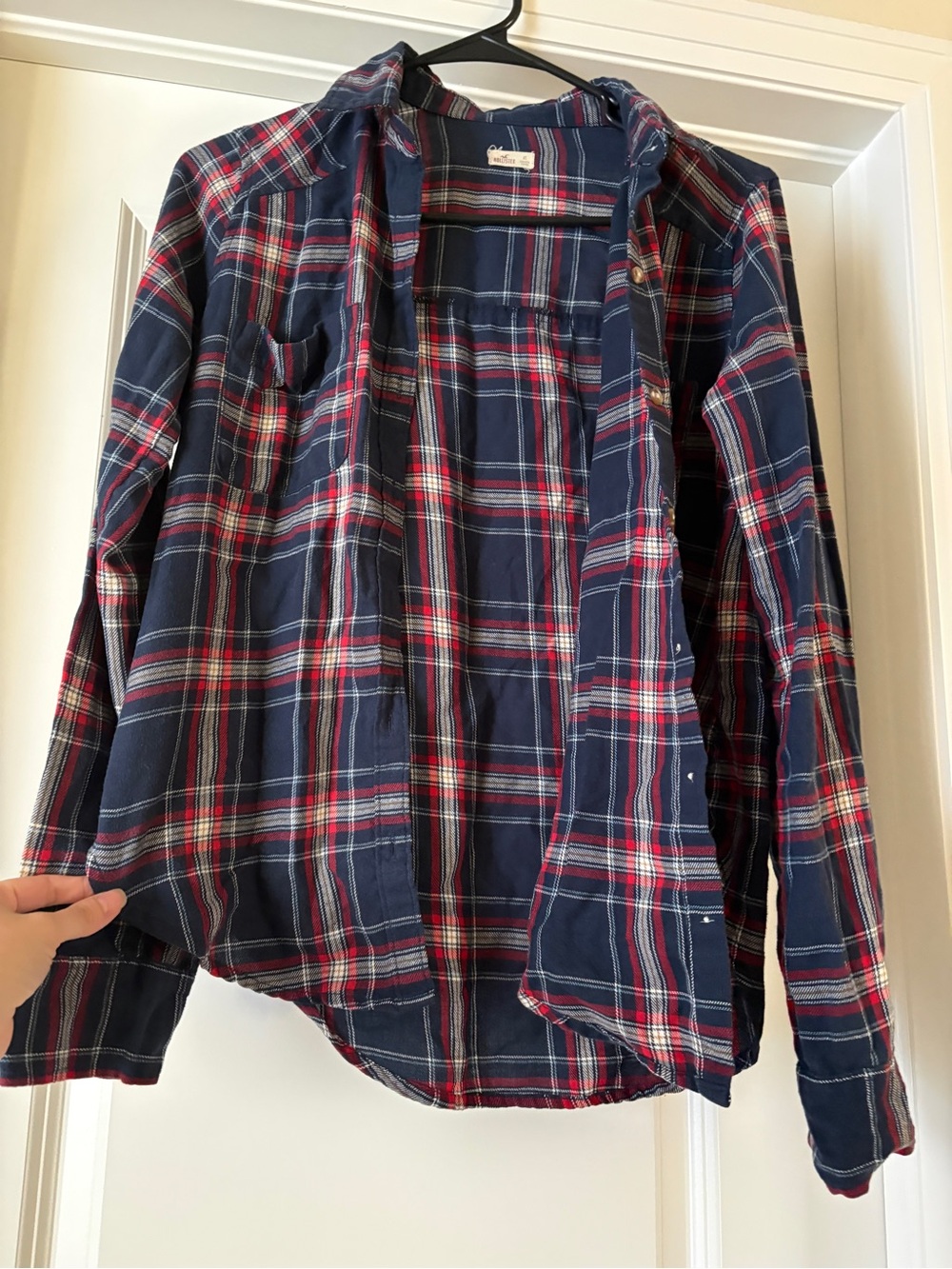 Hollister Navy and Red Plaid Shirt XS